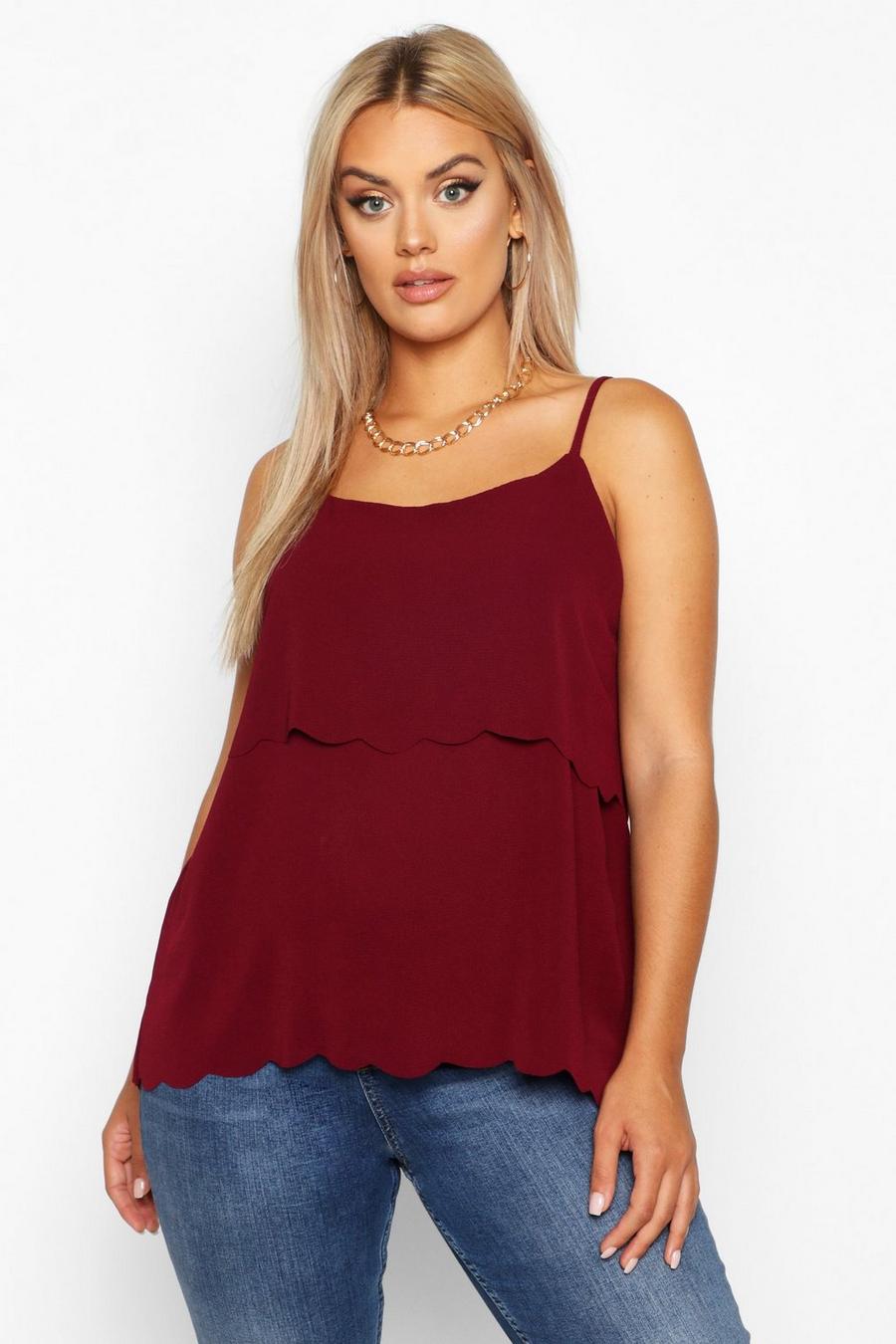 Berry Plus Scalloped Tiered Cami Top image number 1