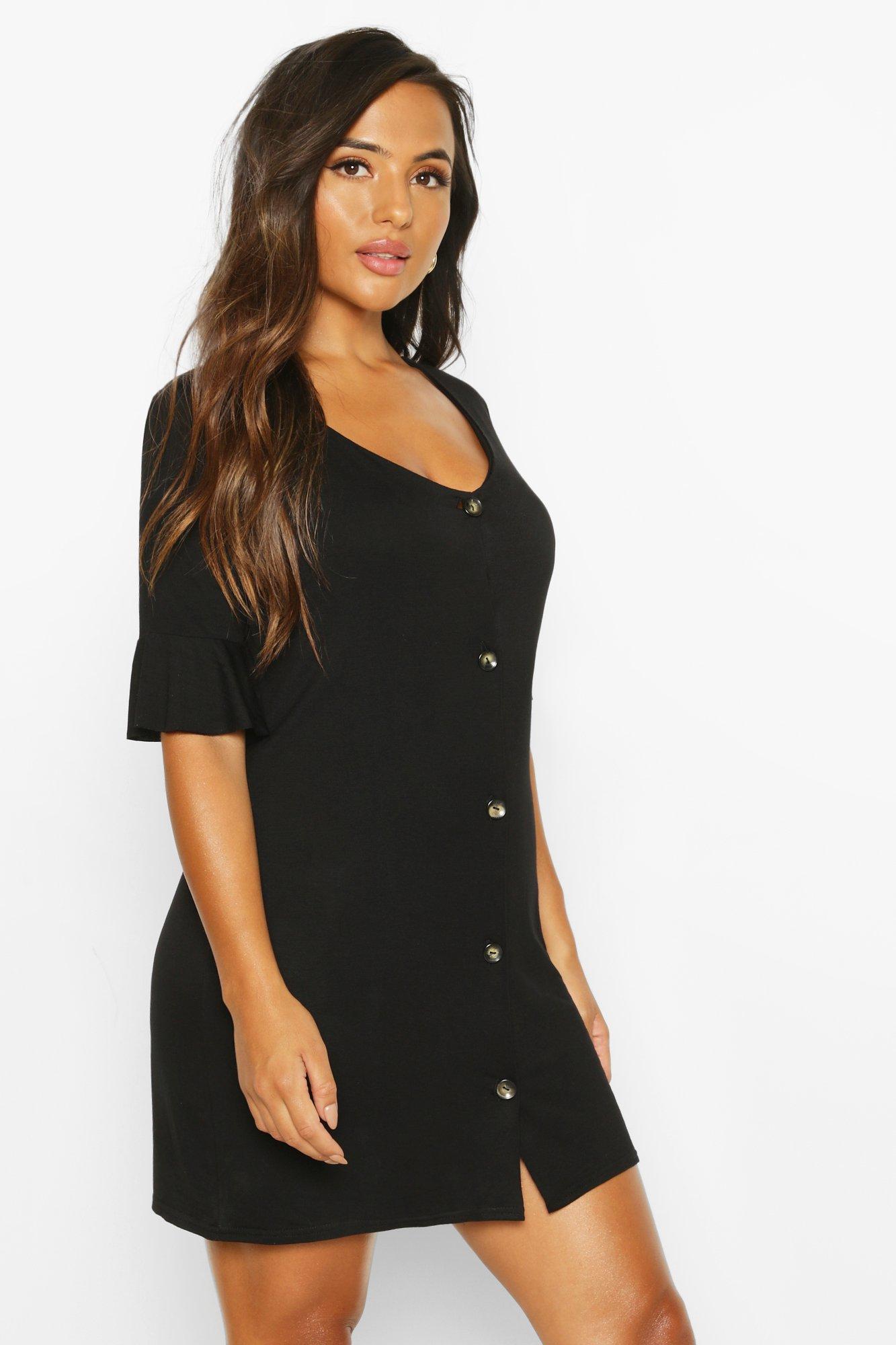 boohoo button down dress