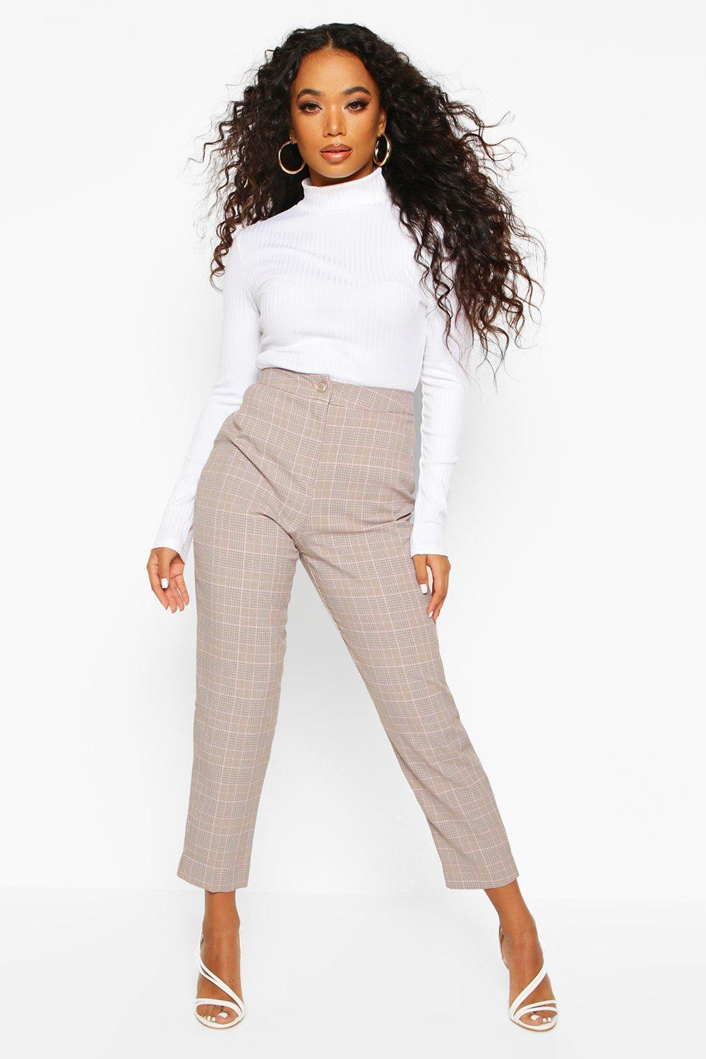 petite checked trousers