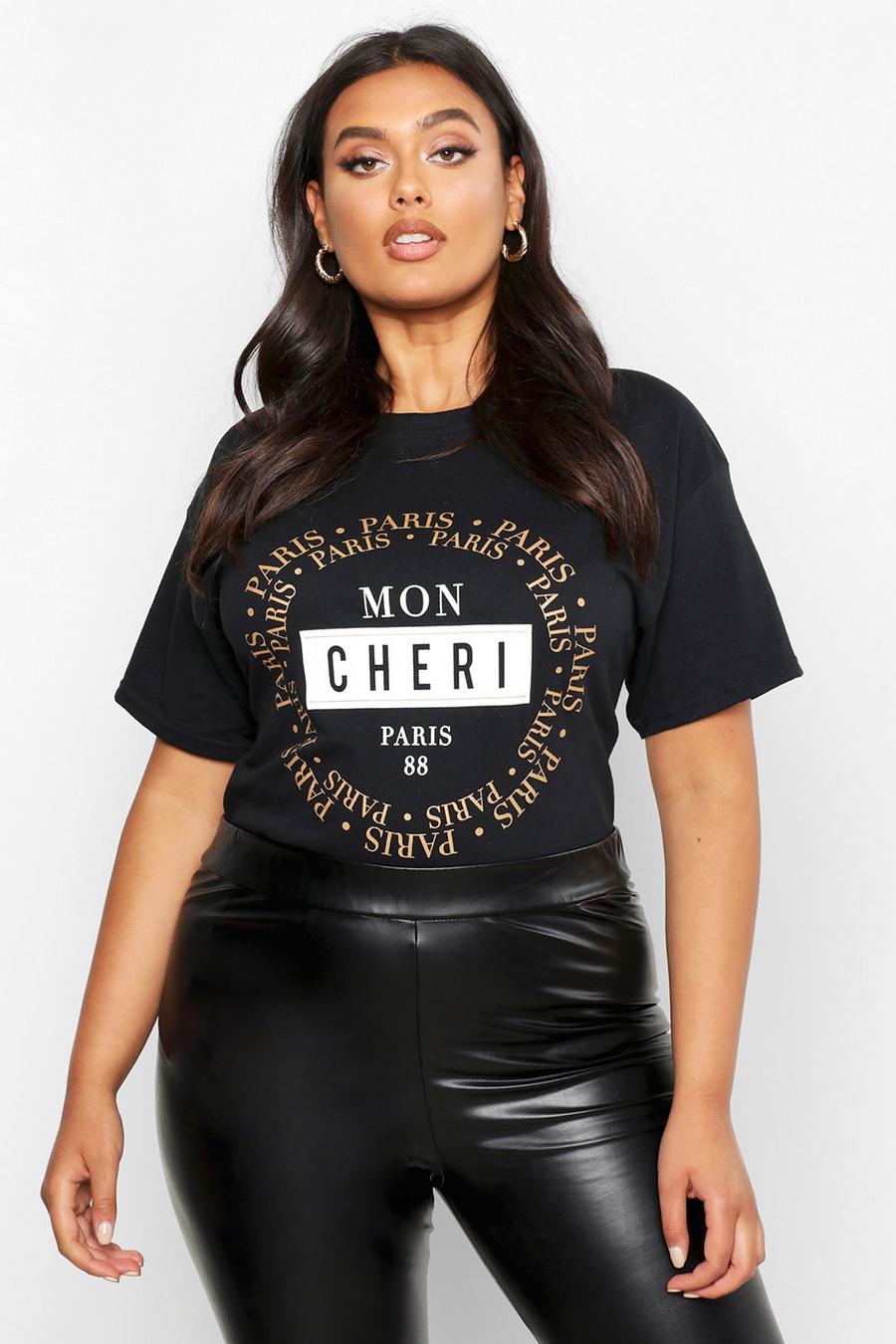 Camiseta con eslogan en francés “Mon Cheri” Plus image number 1