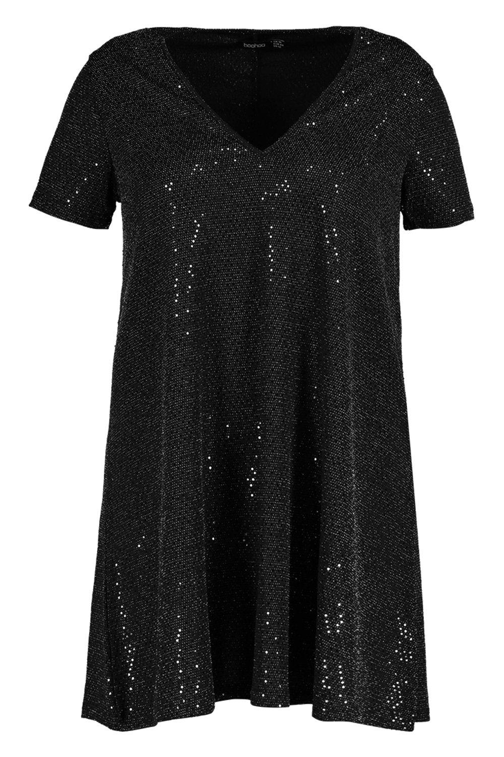 black sequin shirt dress