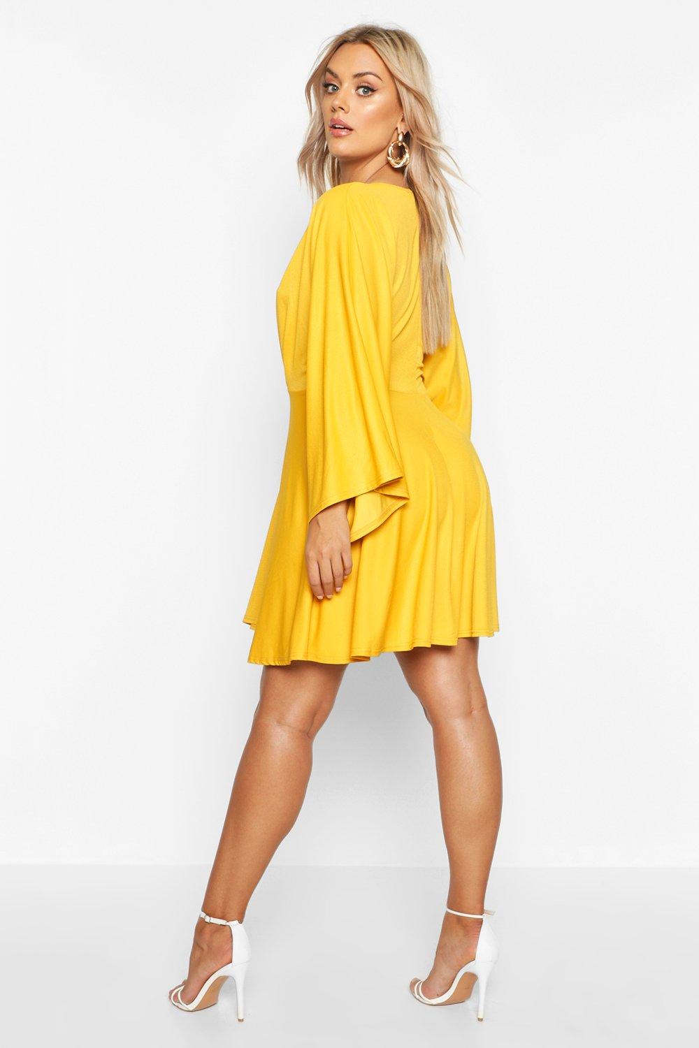 boohoo yellow skater dress