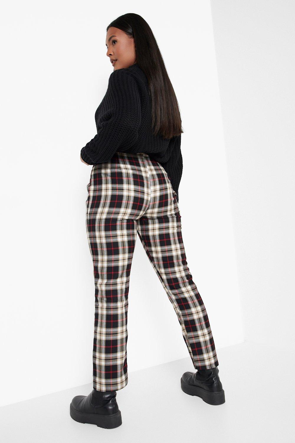 Plaid Check Tapered Pants