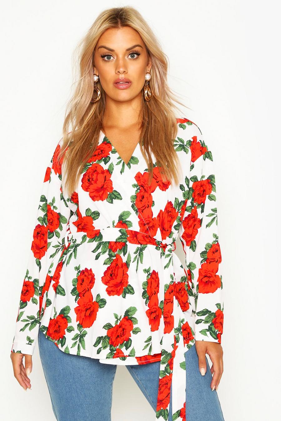 Plus Woven Floral Wrap Top image number 1