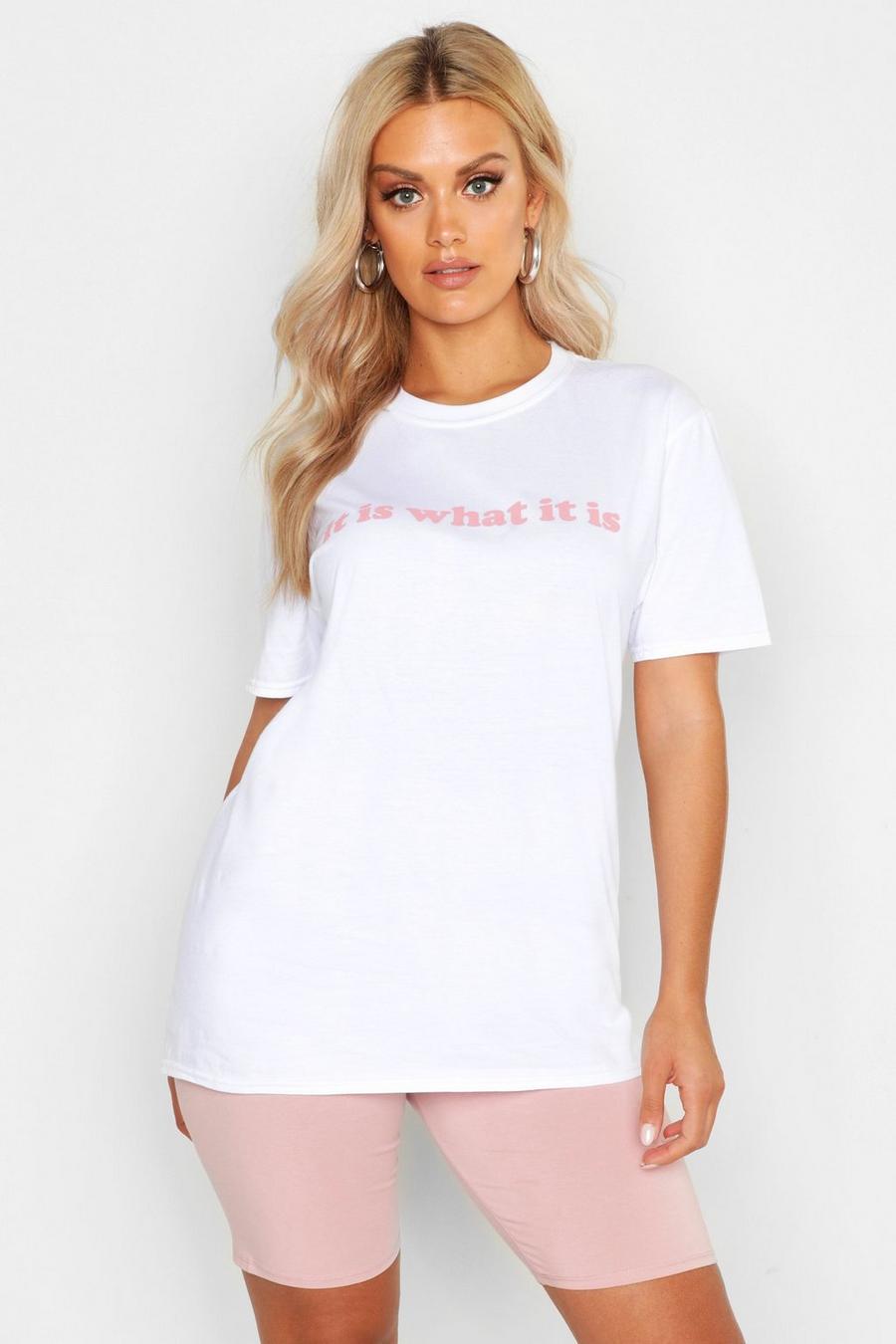 Plus It is What It Is Slogan T-Shirt, White bianco image number 1