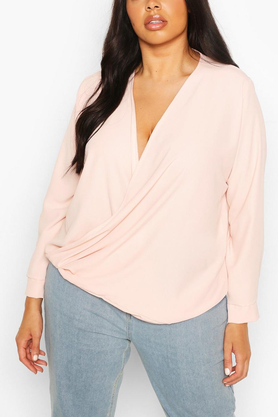 Nude Plus Draped Long Sleeve Blouse image number 1