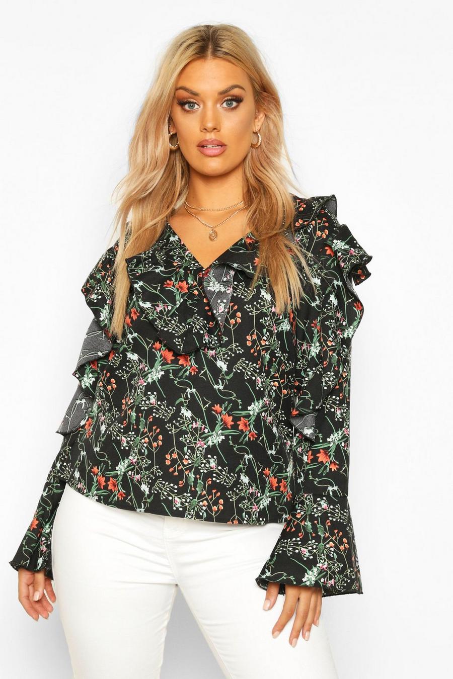 Plus Floral Ruffle Woven Top image number 1