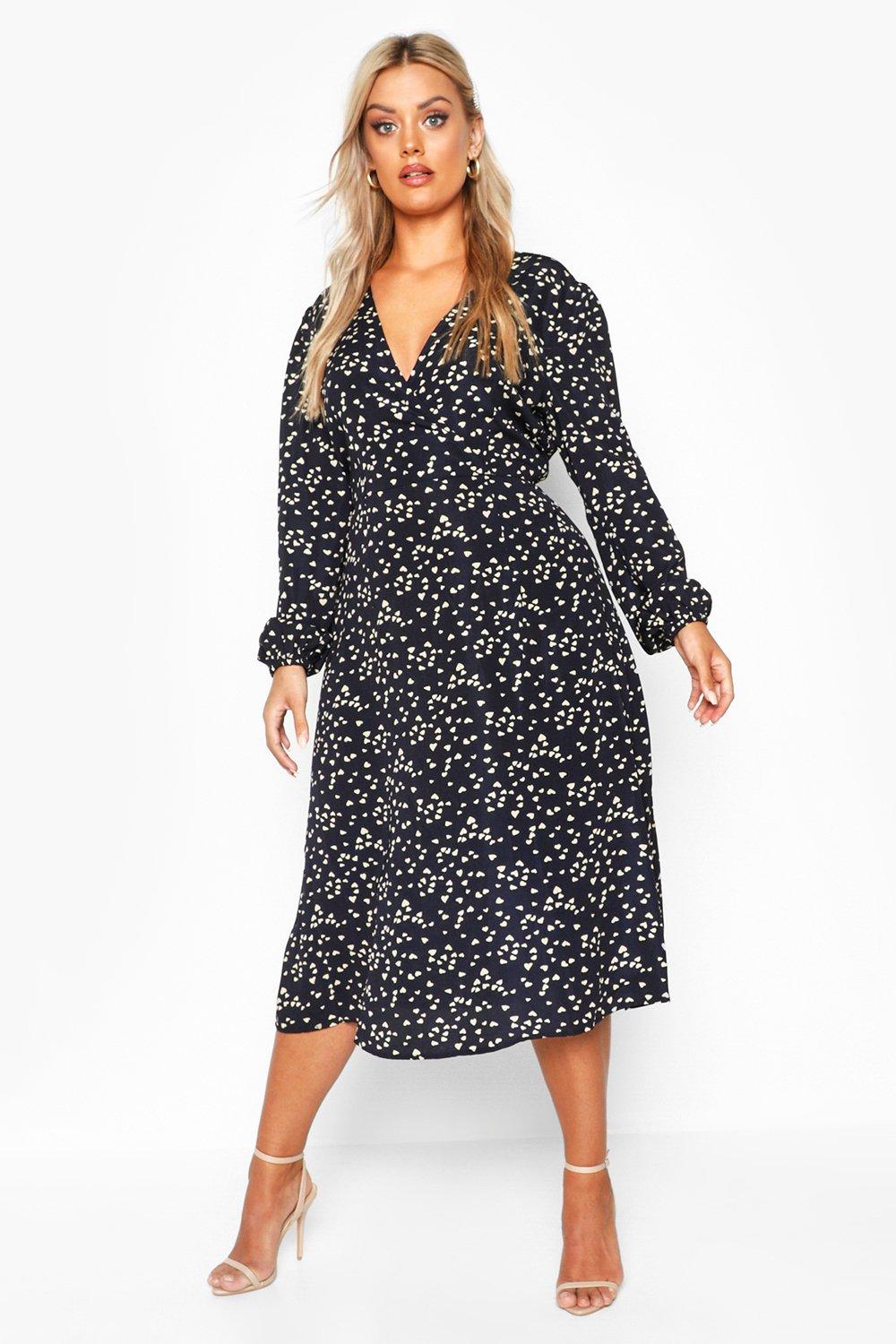 boohoo midi wrap dress