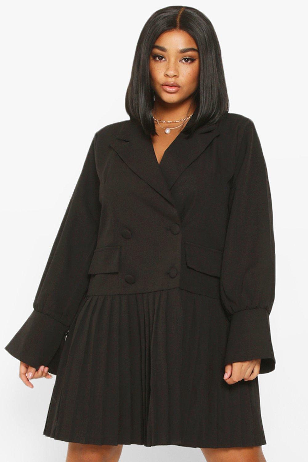 Plus Pleated Hem Blazer Dress