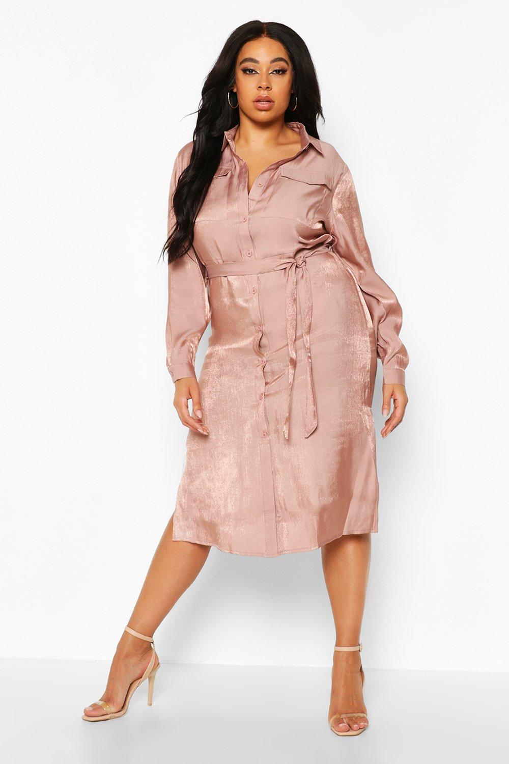 boohoo shirt dress plus