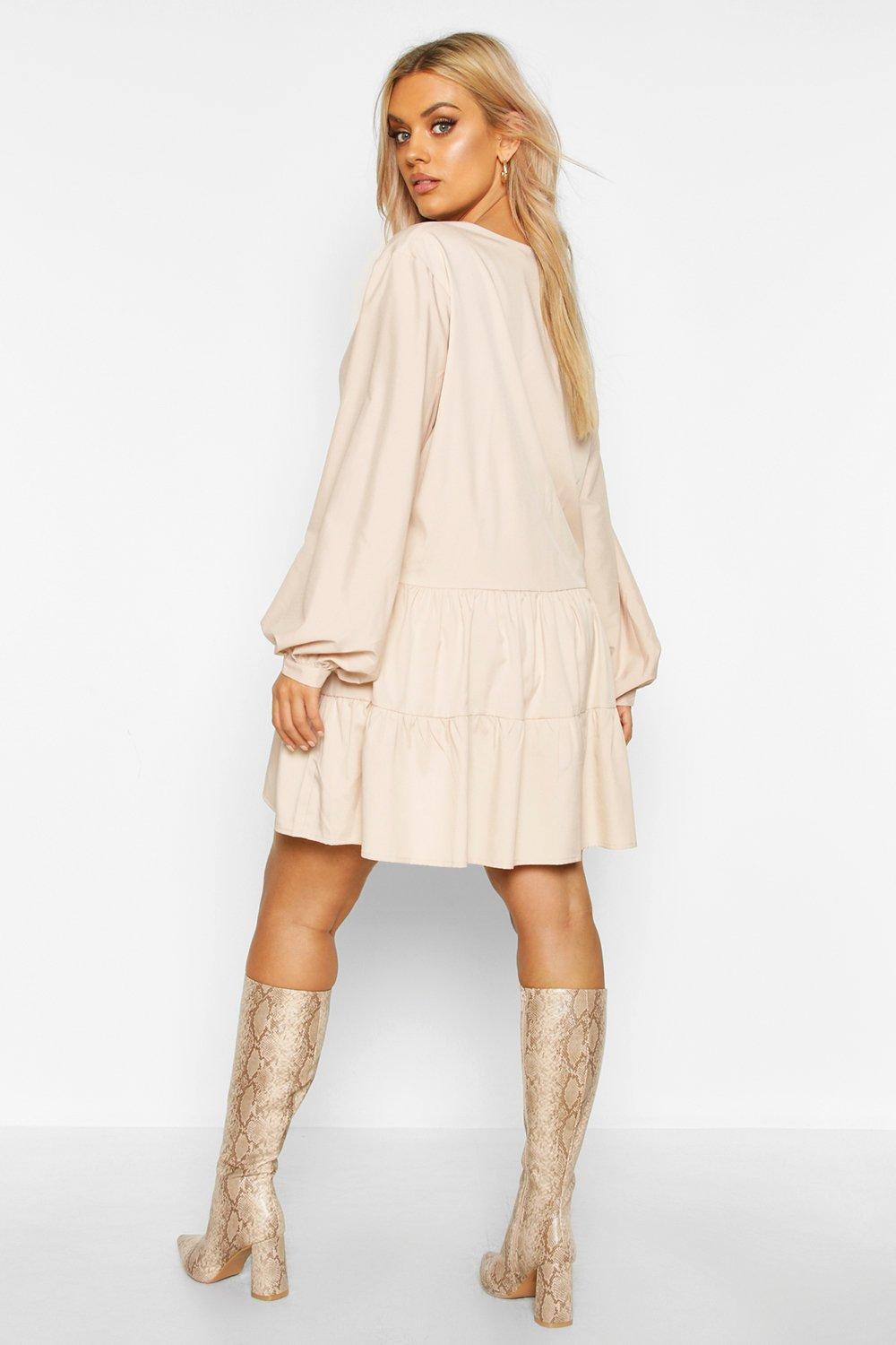 tiered v neck smock dress