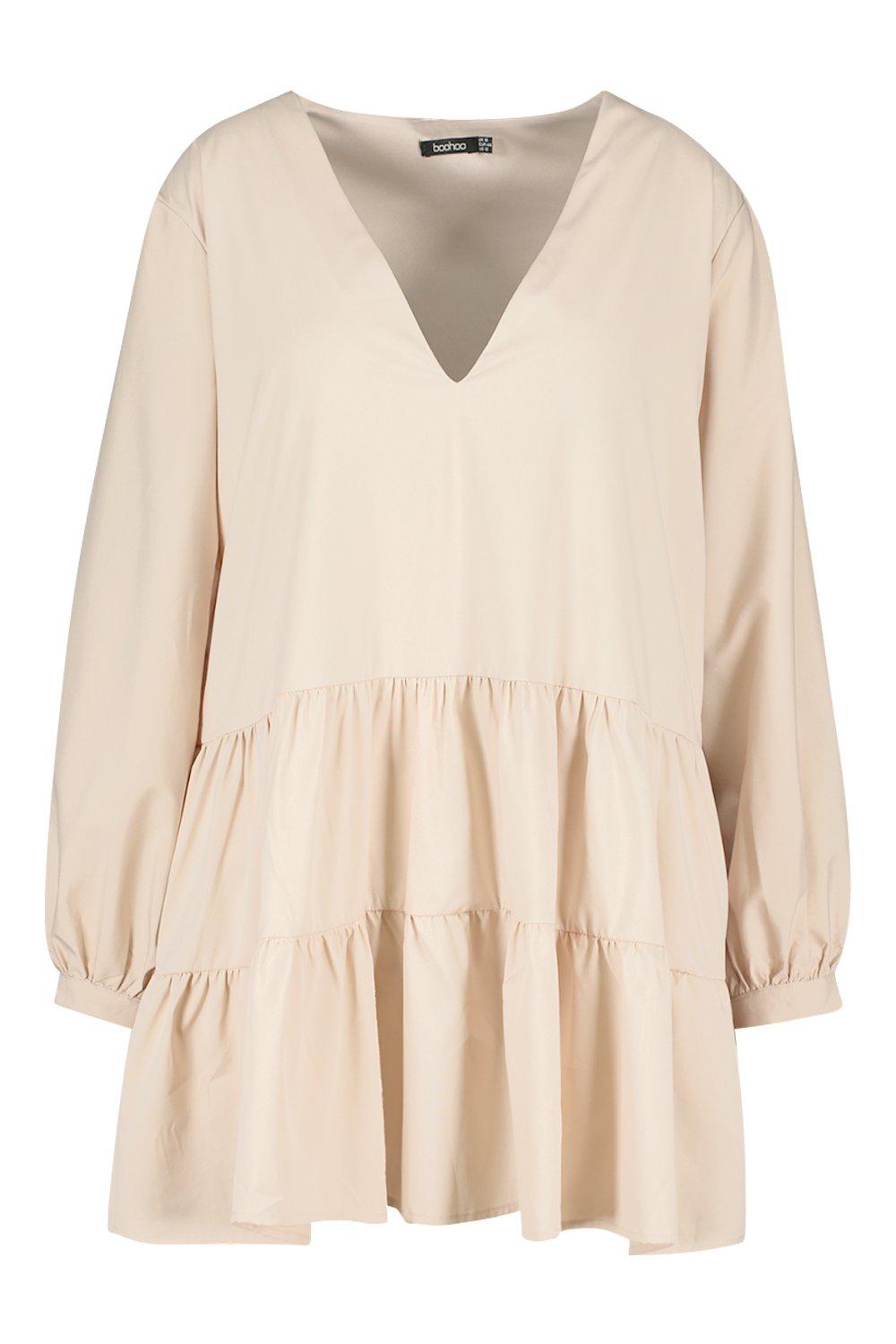 tiered v neck smock dress