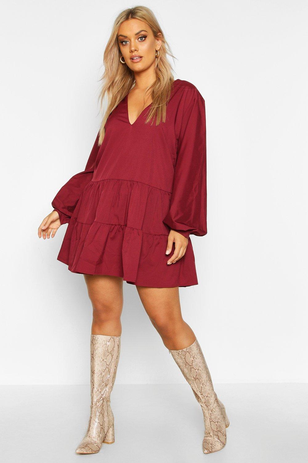 boohoo plus smock dress