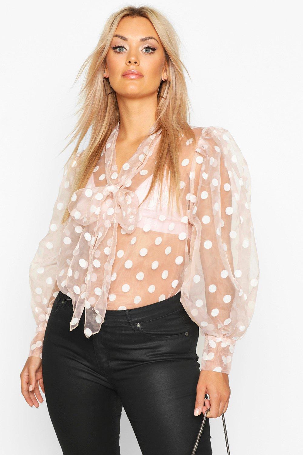 Organza polka dot sales blouse