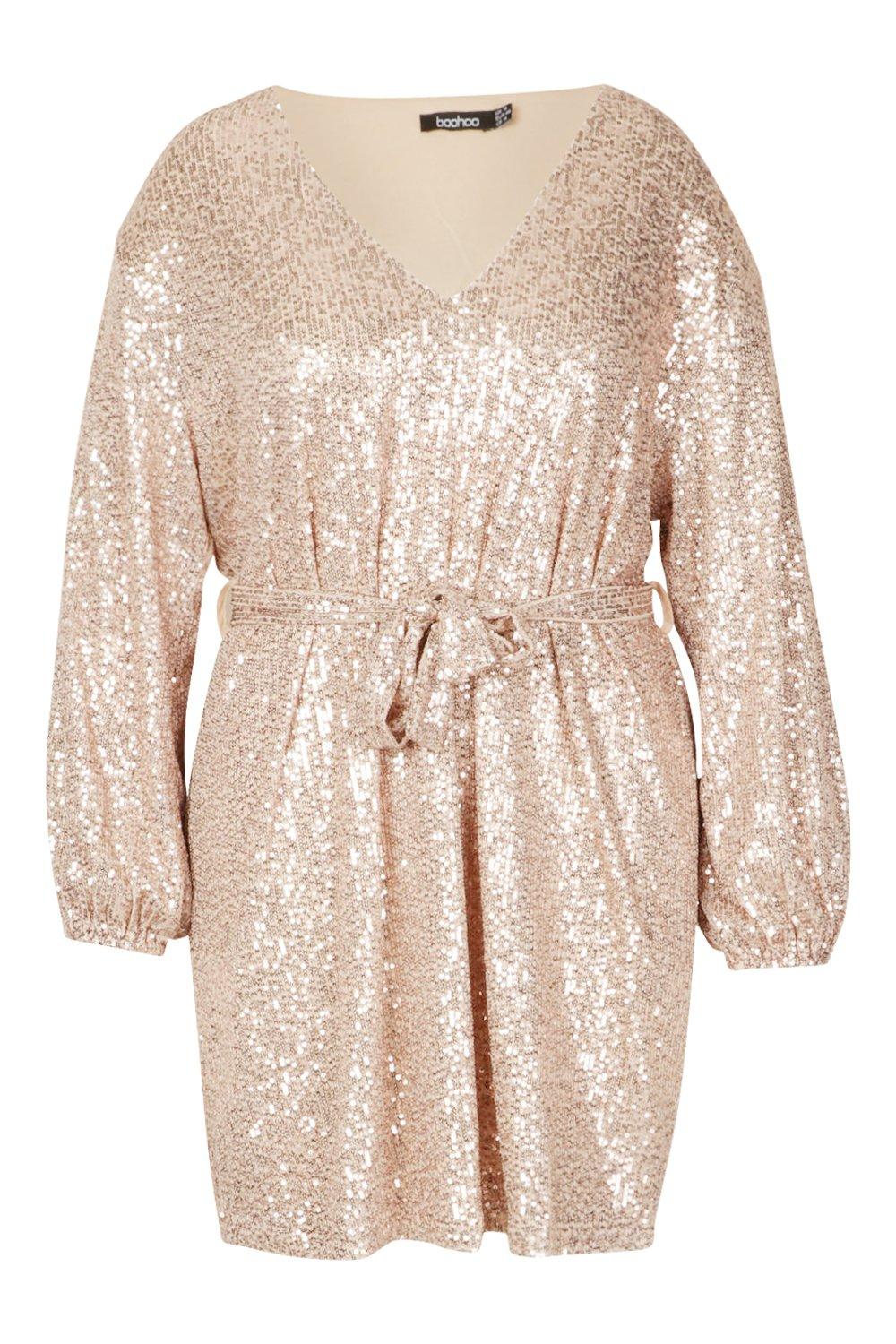 GB Long Blouson Sleeve Sequin Wrap Dress, Dillard's