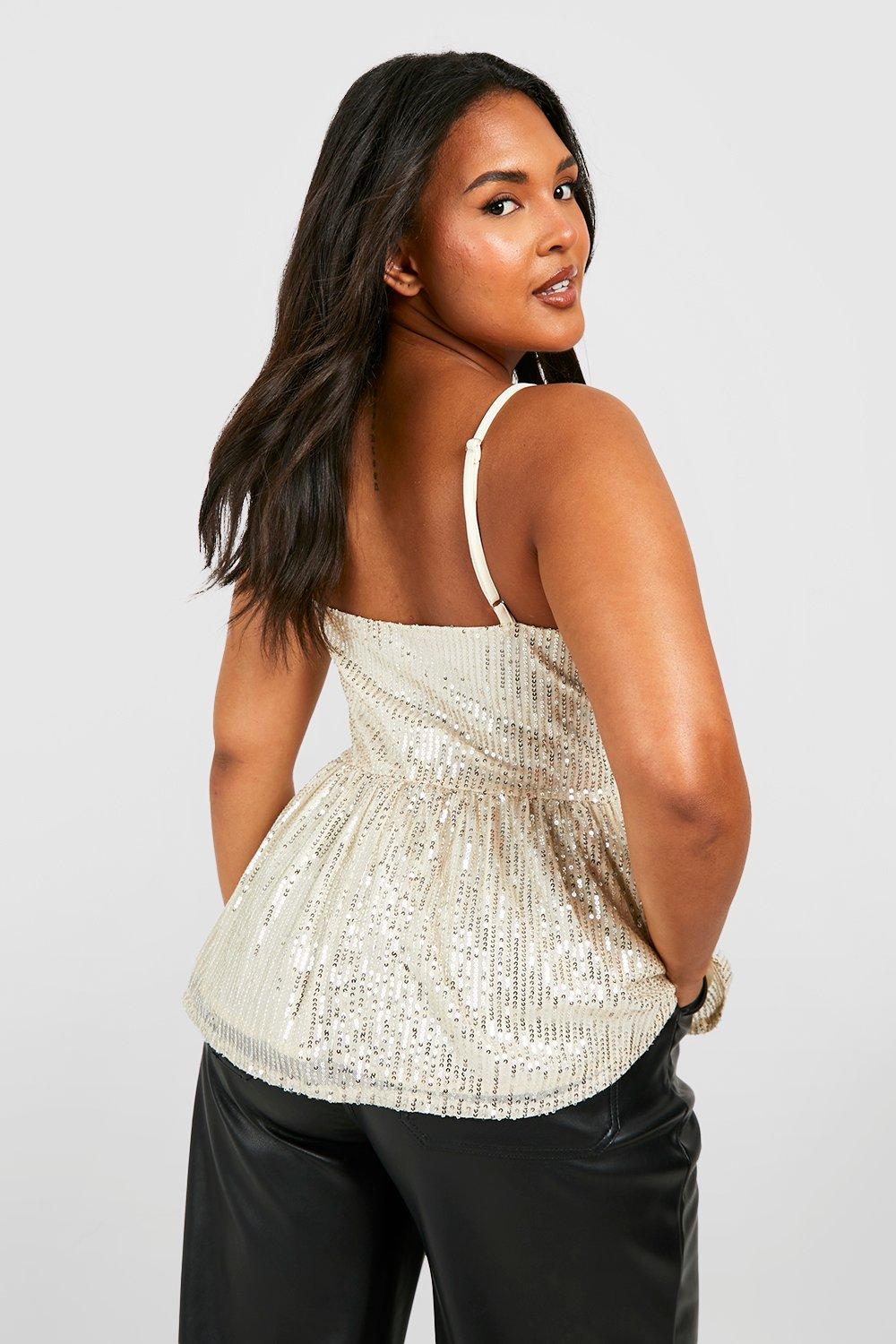 Plus Sequin Peplum Camisole