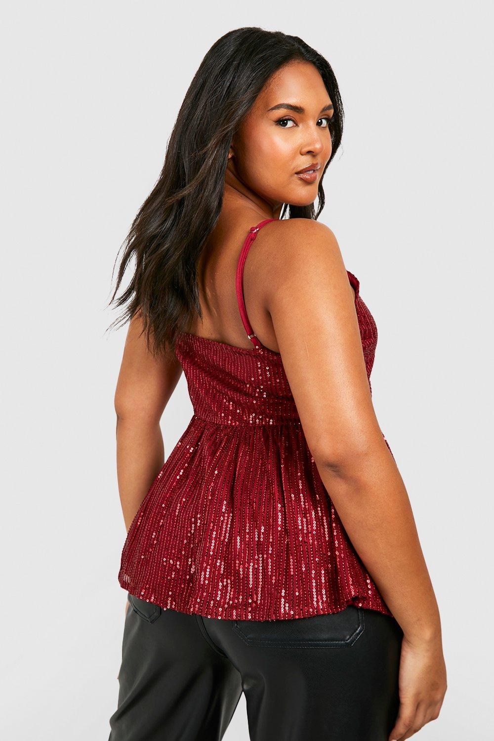 Women's Plus Sequin Peplum Cami Top | Boohoo UK