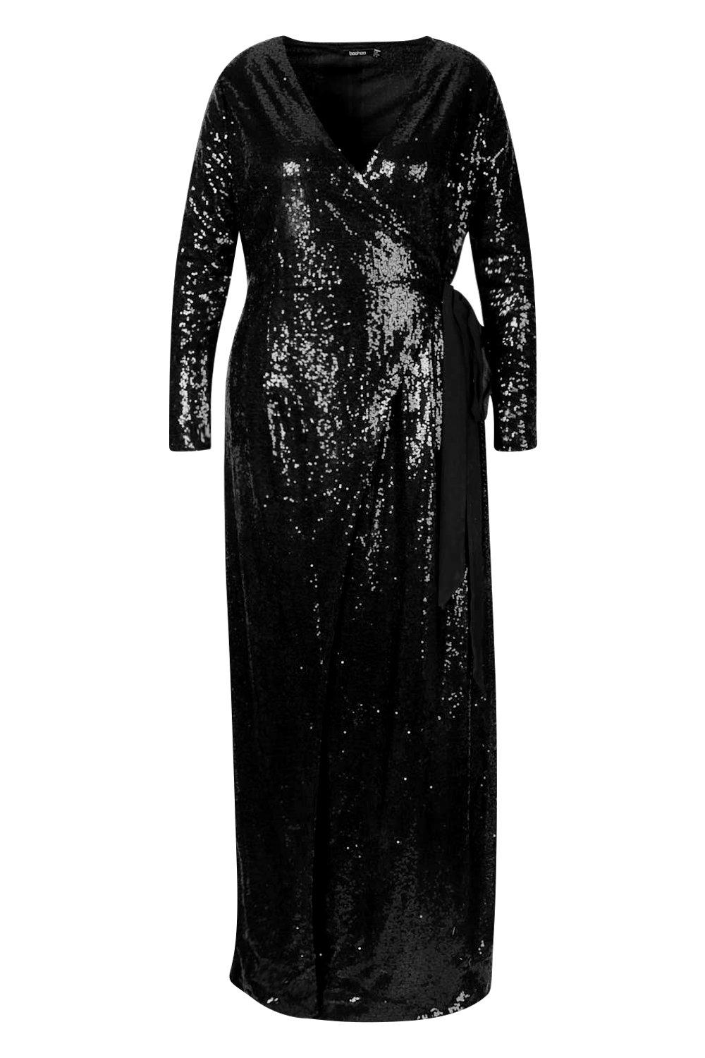 plus sequin wrap dress