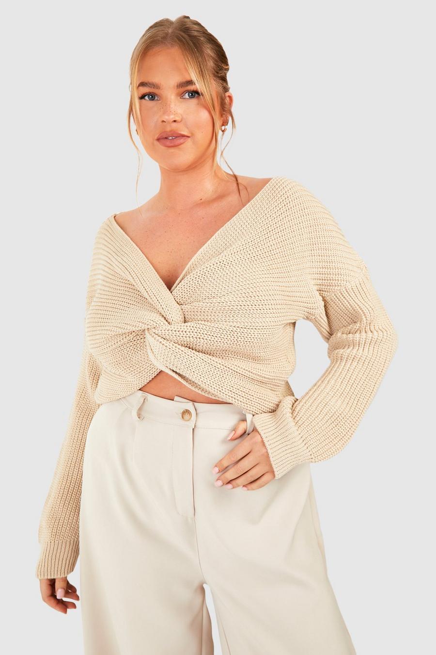 Stone Plus Twist Front Knitted Jumper image number 1