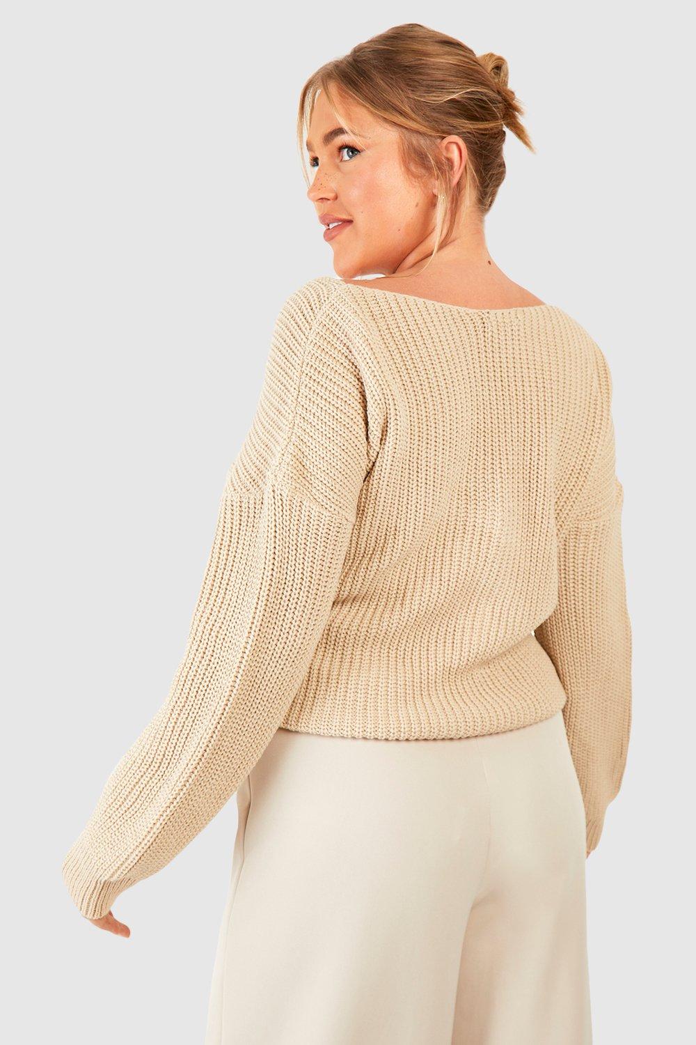 Plus Twist Front Knitted Sweater boohoo