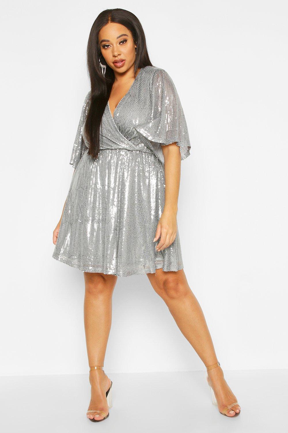 plus size sequin kimono dress