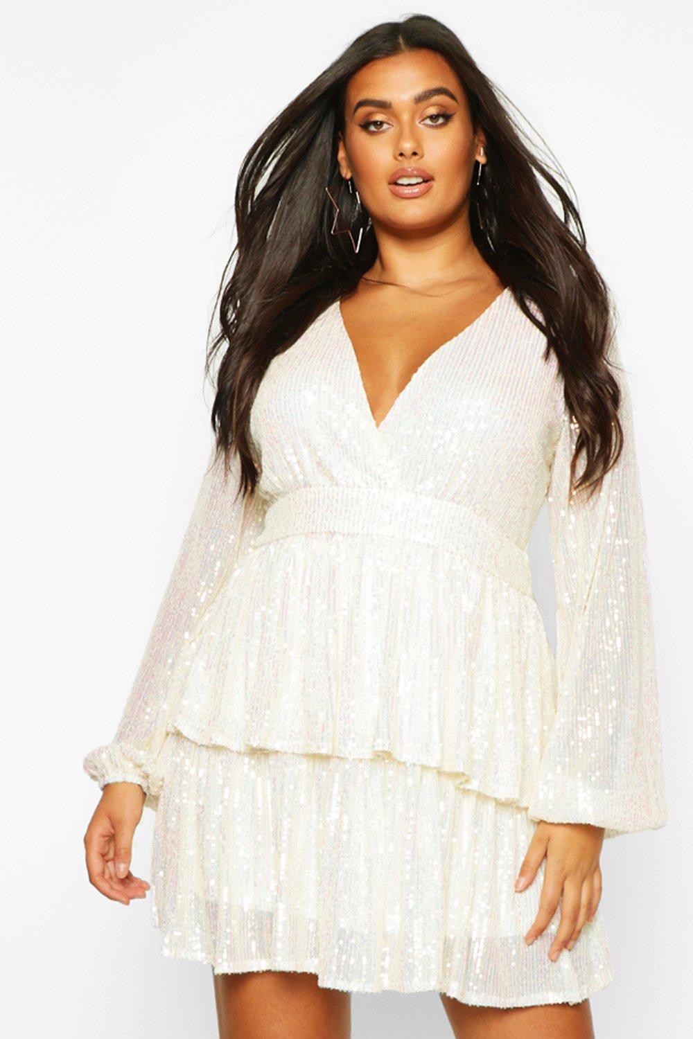 boohoo plus sequin dress