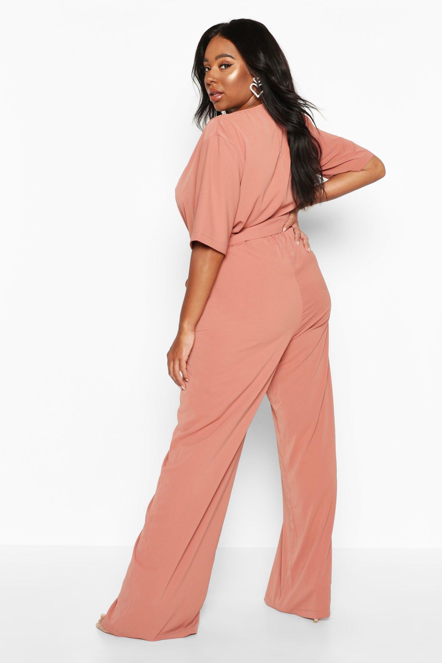 Plus Plunge Kimono Sleeve Jumpsuit