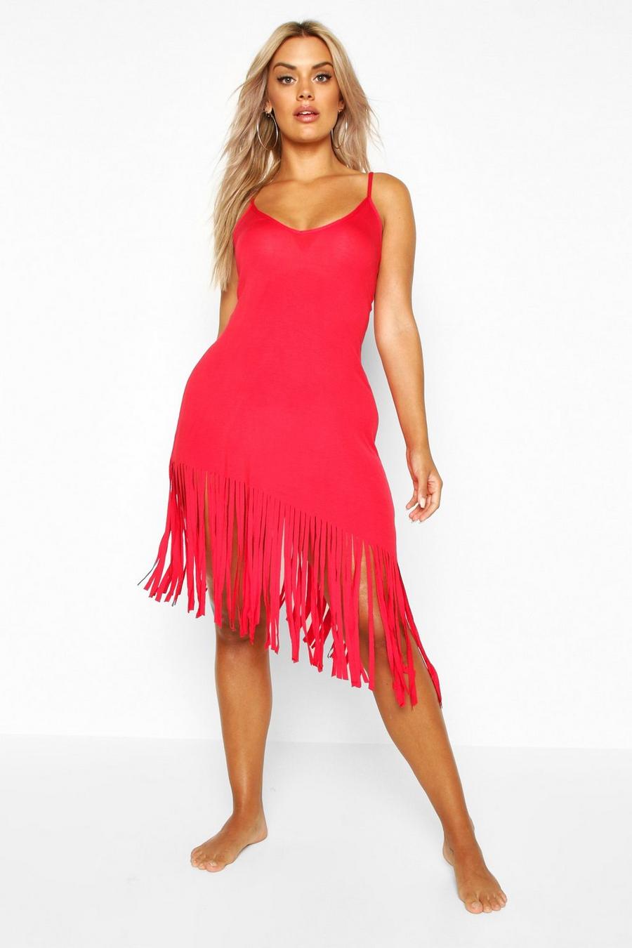 Red Plus Tassel Strappy Beach Dress image number 1