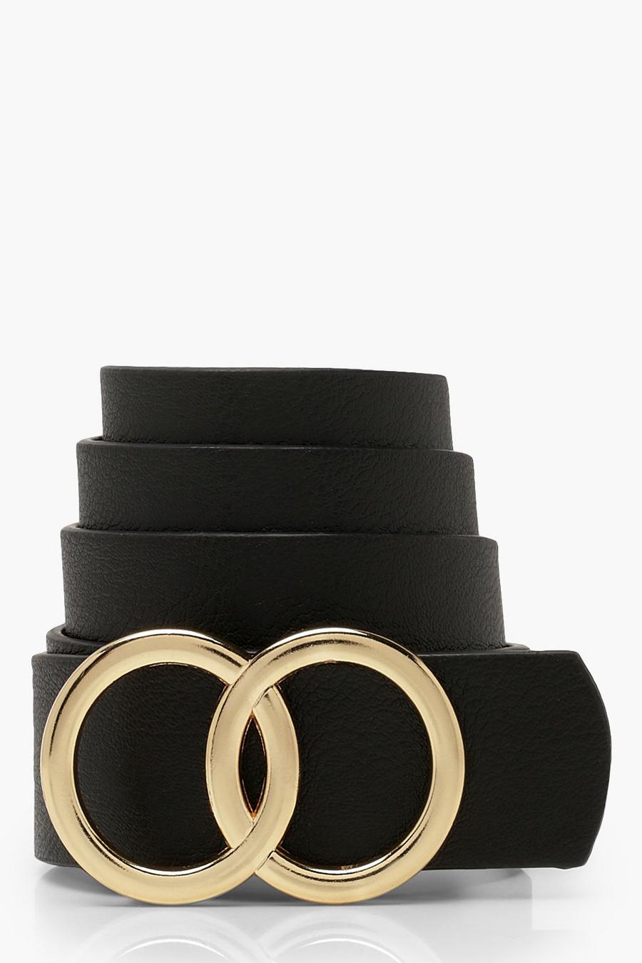 Black Plus Double Ring Detail Boyfriend Belt image number 1