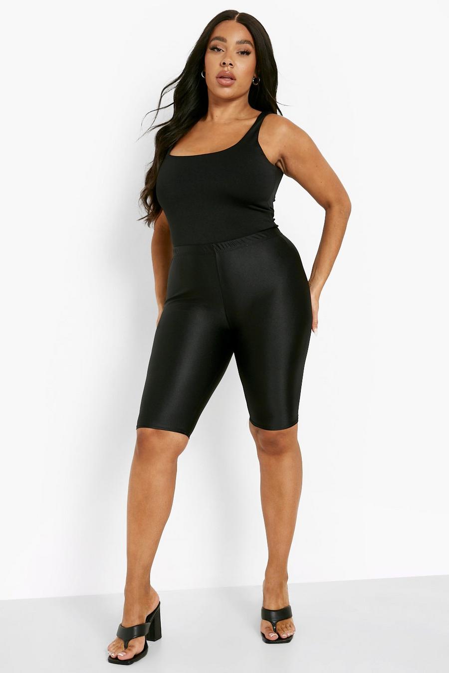 Black Plus Extra Thick Longline Cycling Shorts image number 1