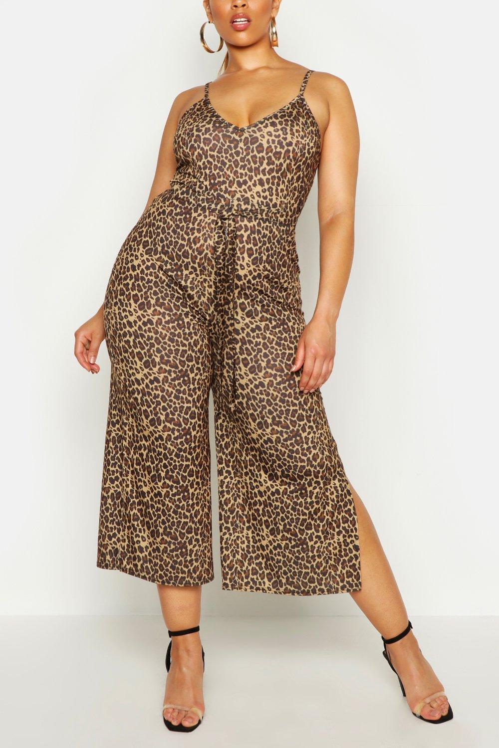 Boohoo leopard jumpsuit on sale