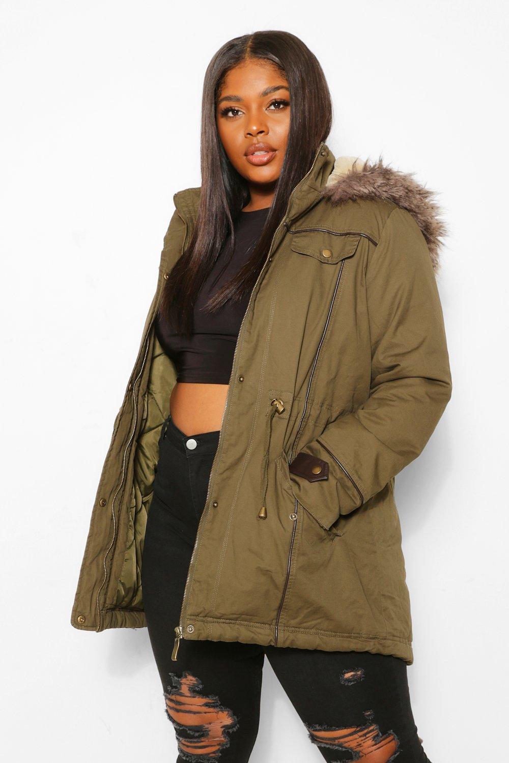 Brave soul parka hotsell jacket faux fur hood