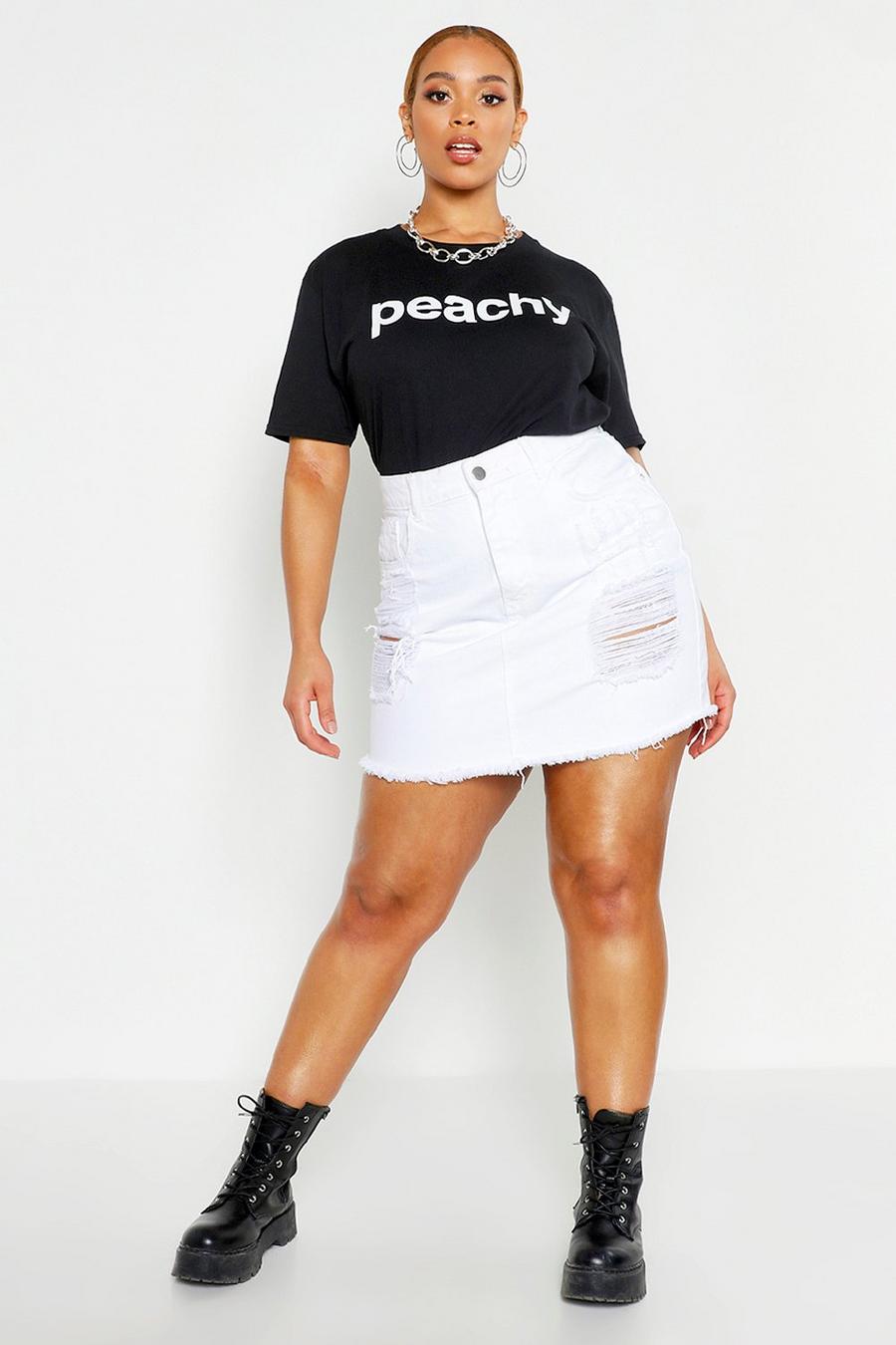 Plus - "Peachy" t-shirt med slogan image number 1