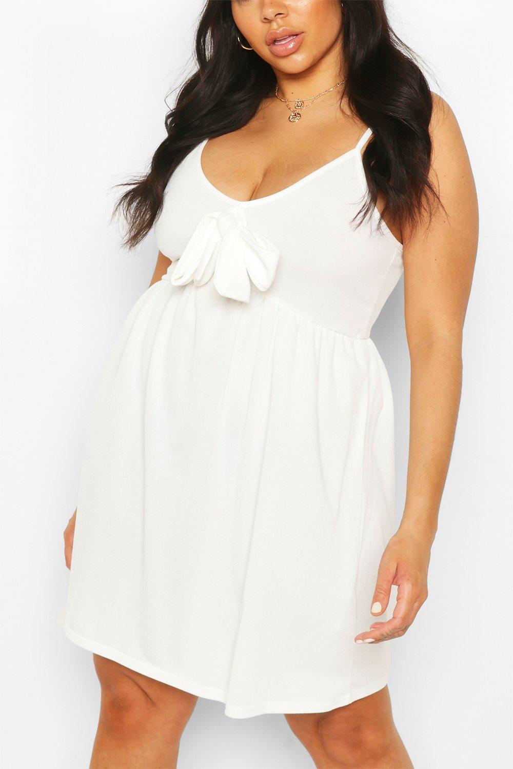 boohoo plus white dress