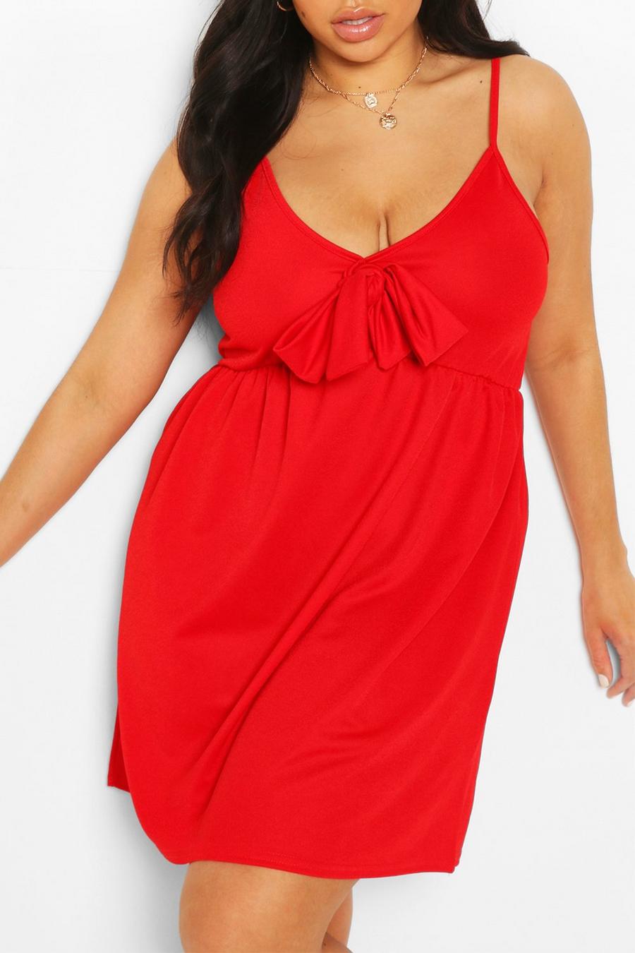 Red rot Plus Tie Front Sundress