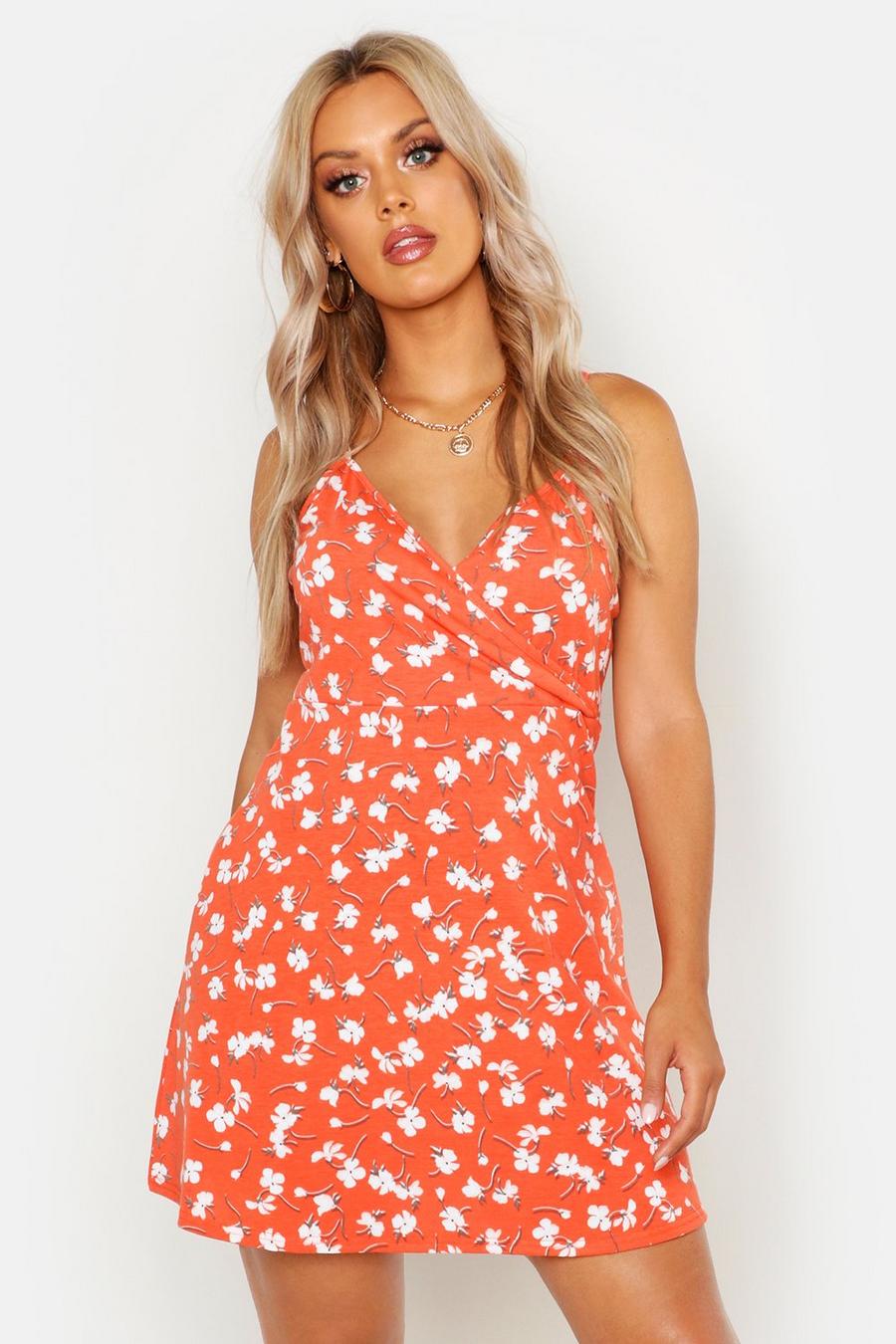 Red Plus Strappy Floral Swing Sundress image number 1