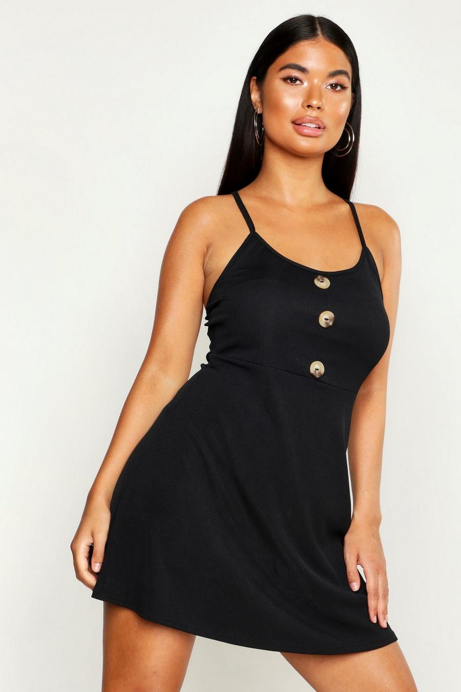 Petite Horn Button Strappy Skater Dress image number 1