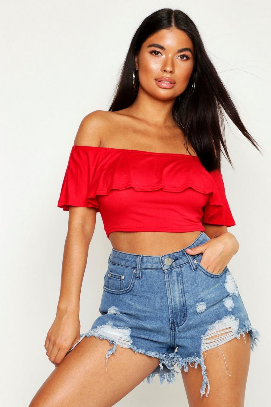 Petite Off The Shoulder Ruffle Top image number 1