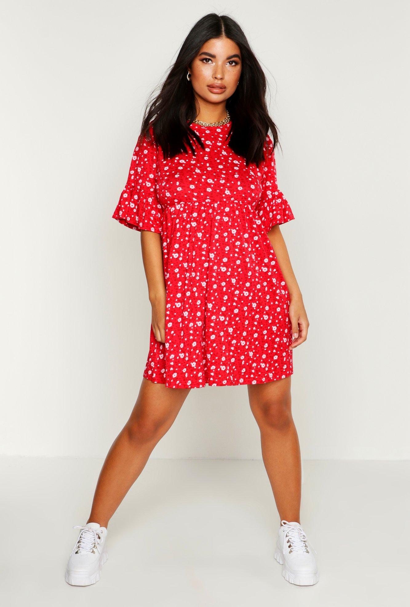 Wednesday's girl mini smock dress cheap in ditsy floral