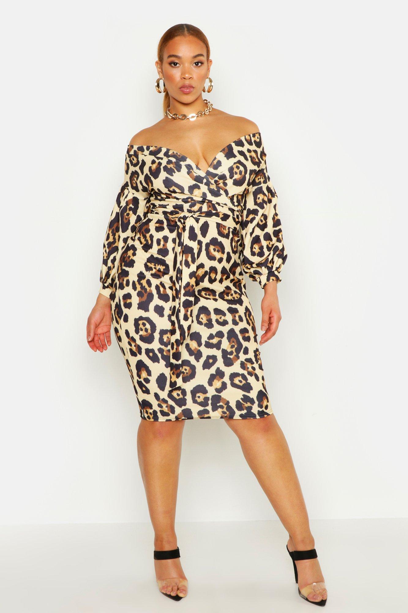 leopard dress off the shoulder