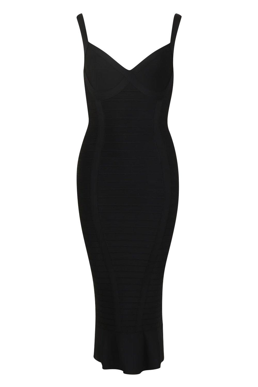 Petite Sculpting Bandage Fishtail Midi Dress