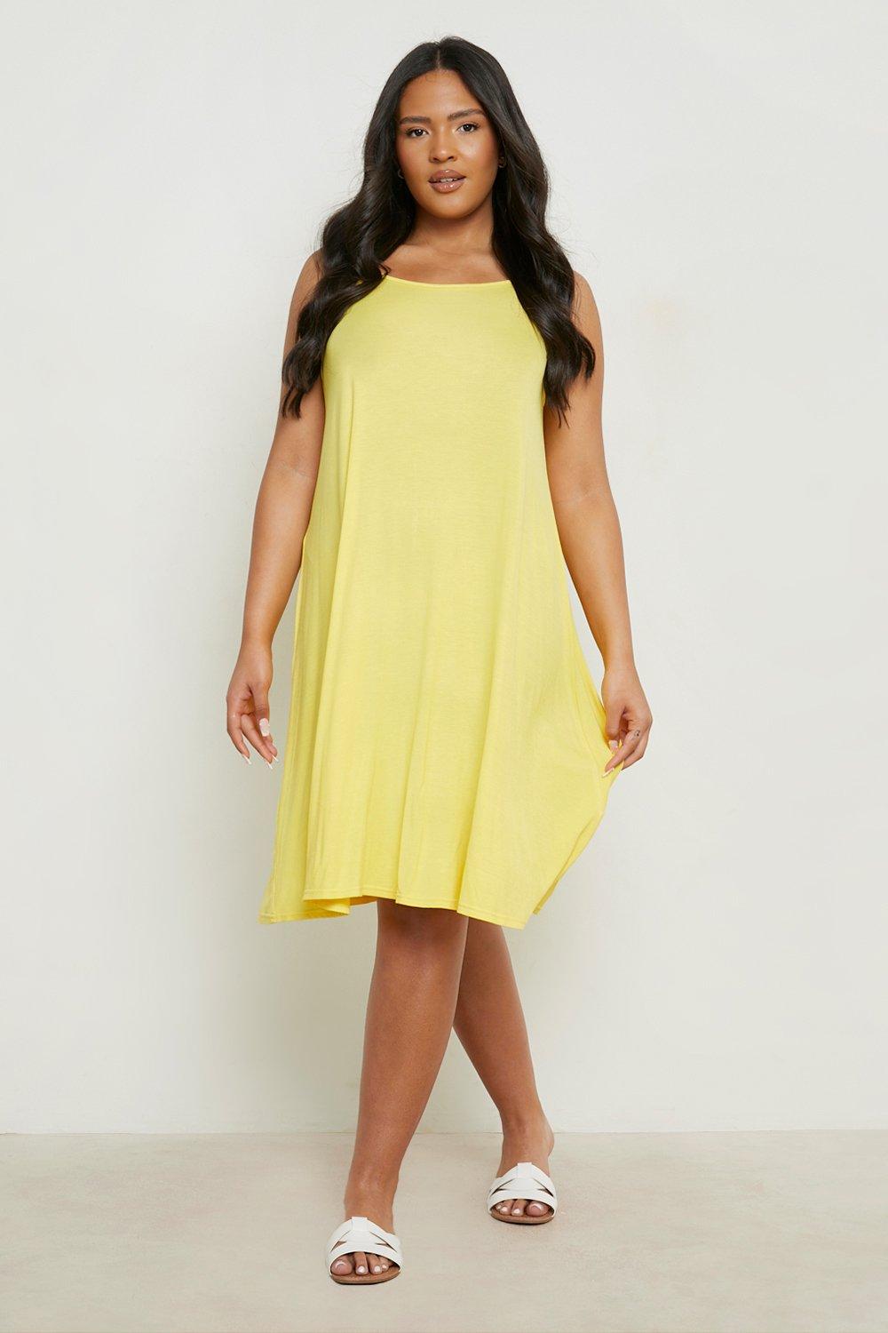 Plus size yellow swing clearance dress