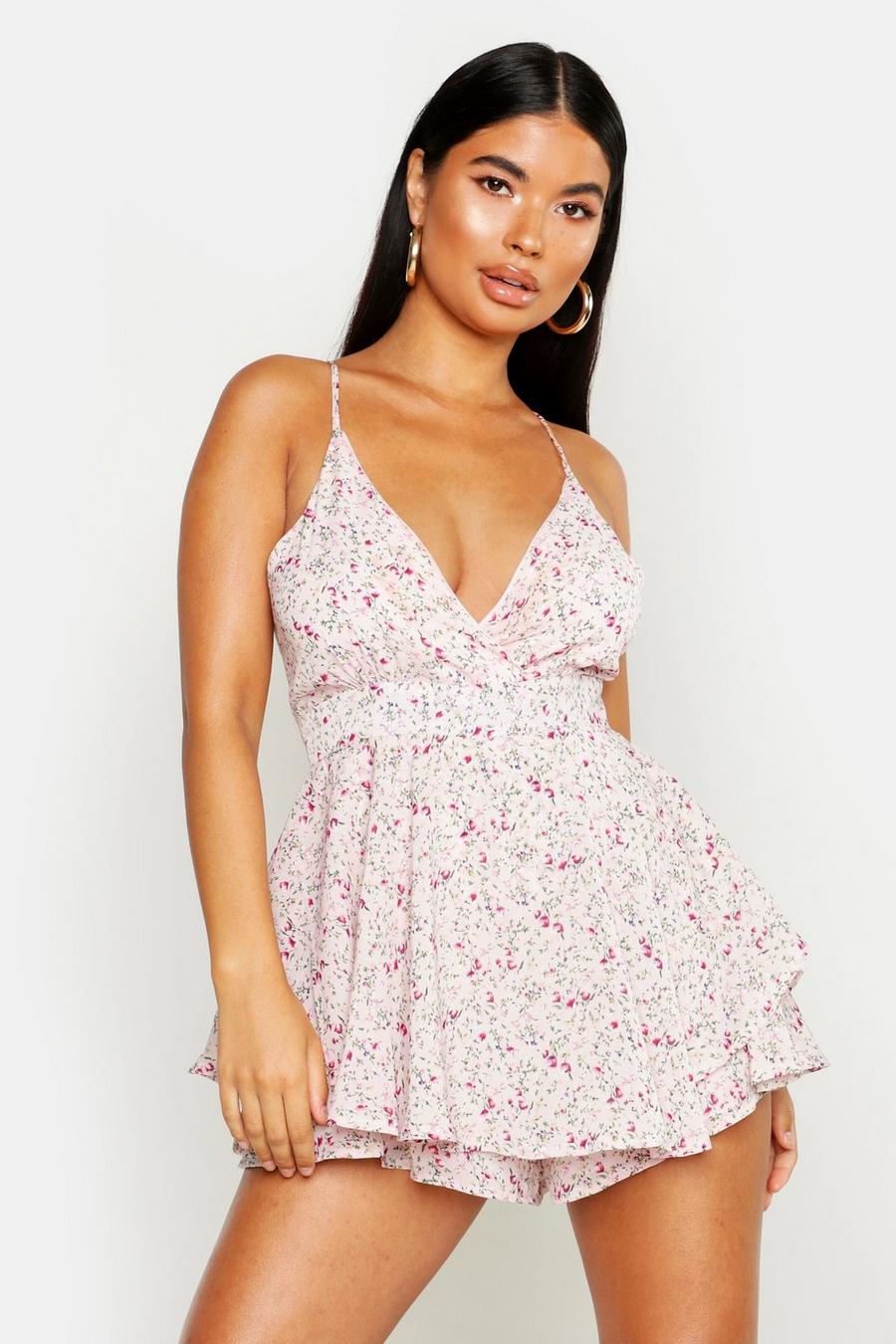Petite Ditsy Floral Frill Cami Playsuit image number 1