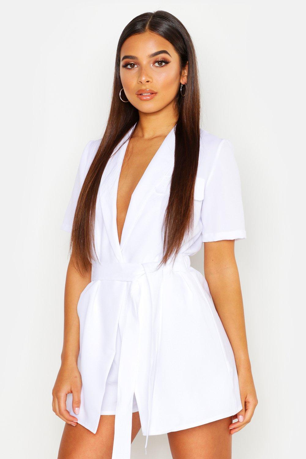 white utility playsuit