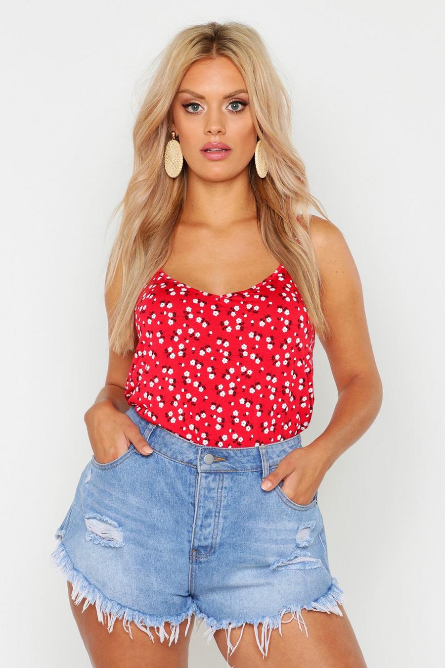 Red Plus Ditsy Floral Swing Cami Top image number 1