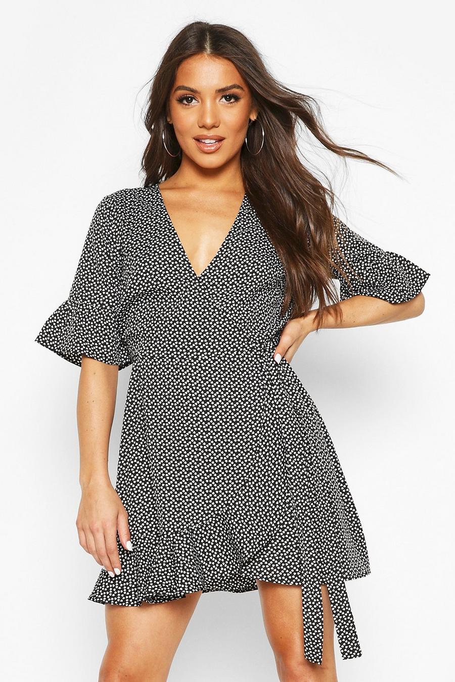 Petite Ditsy Heart Wrap Dress image number 1