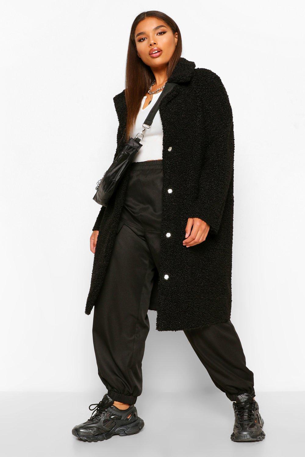 Plus Longline Mantel Aus Teddyfell Boohoo