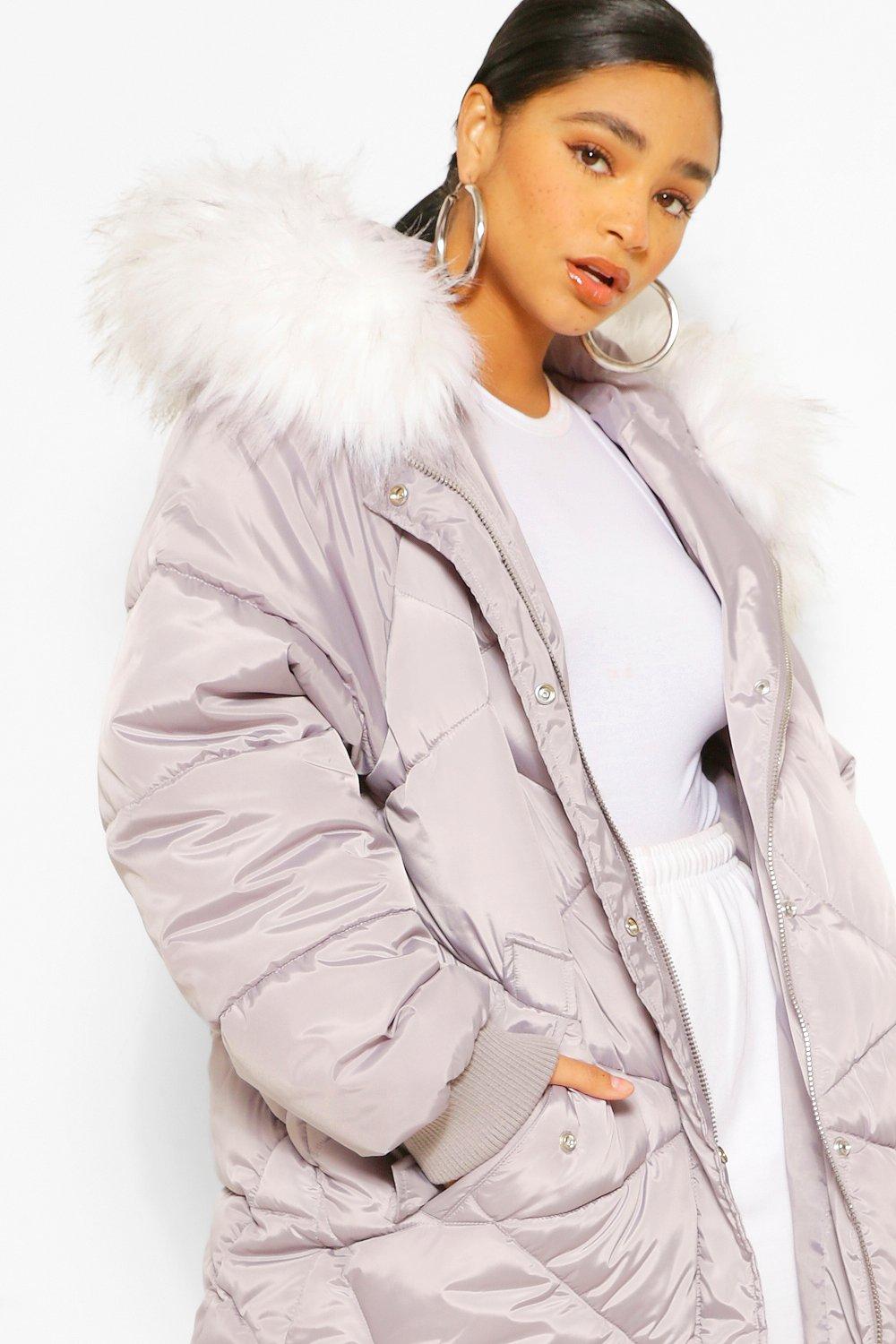 Mid length coat 2024 with fur hood