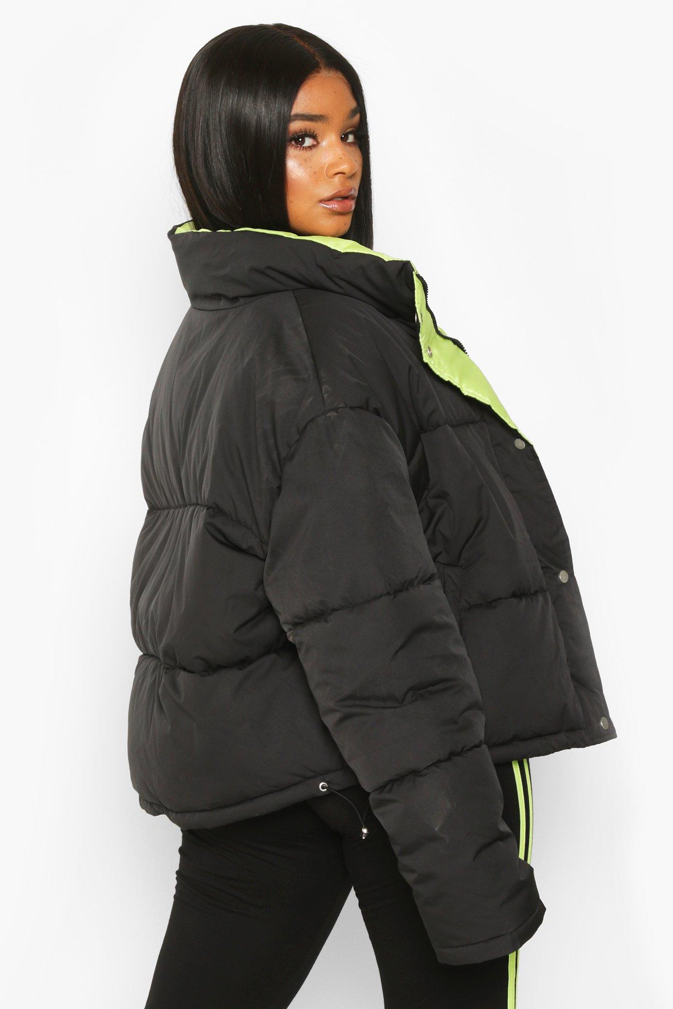 Cropped neon puffer jacket online