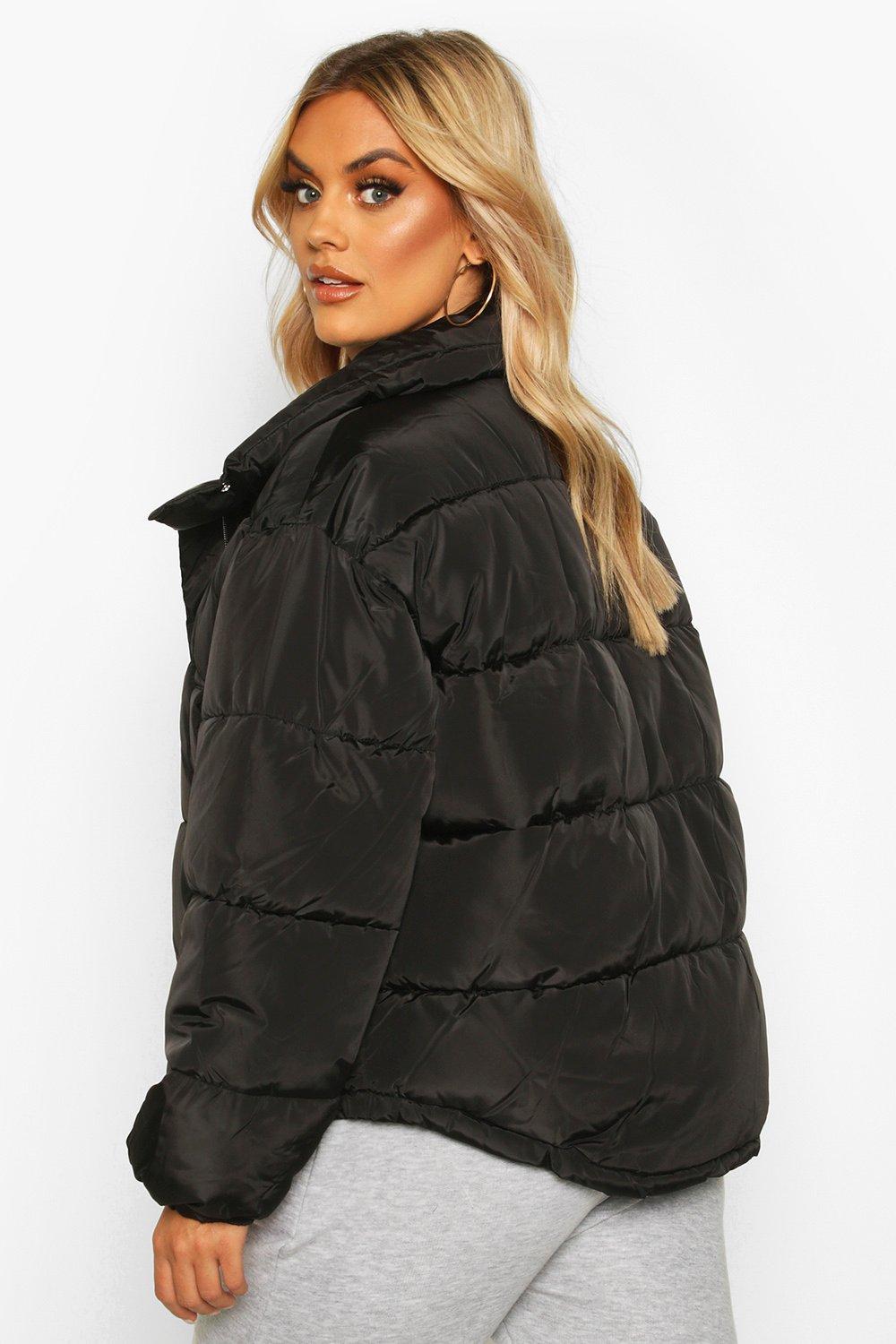 Cropped puffer hot sale jacket boohoo